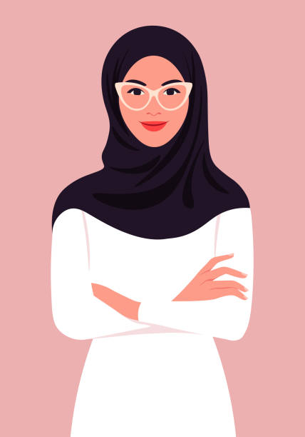 istockphoto-1329460364-612x612 A portrait of a muslim woman with crossed arms and a hijab. Office professions and religion. A businesswoman. Vector flat illustration